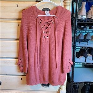 Pink Sadie and sage cross cross sweater